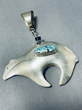 Double Sided Vintage Native American Navajo 8 Turquoise Sterling Silver Bear Pendant-Nativo Arts