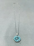 Adorable Vintage Native American Zuni Blue Gem Turquoise Sterling Silver Necklace-Nativo Arts