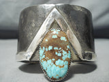 Native American Heavy 243 Gram Natrive American #8 Turquoise Sterling Silver Bracelet-Nativo Arts