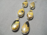 Exquisite Native American Yellowstone Sterling Silver Long Drop Earrings-Nativo Arts