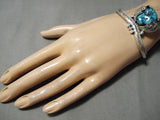 Intense Spiderweb Turquoise Vintage Native American Navajo Sterling Silver Bracelet-Nativo Arts