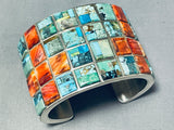 Native American Checkerboard Inlay Navajo Turquoise Shell Sterling Silver Bracelet-Nativo Arts