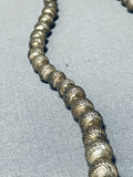 Native American Unique Bead Vintage Navajo Sterling Silver Necklace Old-Nativo Arts