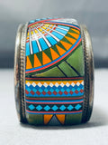 One Of Most Intricate Vintage Southwestern Turquoise Sterling Silver Bracelet-Nativo Arts