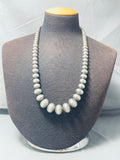 Heavy 92 Gram Vintage Native American Navajo Hand Tooled Sterling Silver Bead Necklace-Nativo Arts