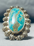 Fabulous Vintage Native American Navajo Kingman Turquoise Sterling Silver Ring-Nativo Arts