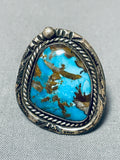 Astonishing Vintage Native American Navajo Kingman Turquoise Sterling Silver Ring-Nativo Arts