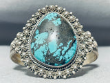 One Of The Largest Teardrop Turquoise Vintage Native American Navajo Sterling Silver Bracelet-Nativo Arts