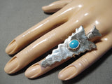 Native American Huge Marie Thompson Arrowhead Turquoise Sterling Silver Ring-Nativo Arts