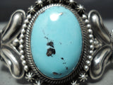 Advanced Work Vintage Native American Navajo Domed Turquoise Sterling Silver Bracelet Cuff-Nativo Arts