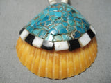 Native American Wonderful Vintage Santo Domingo Turquoise Sterling Silver Shell Necklace Old-Nativo Arts