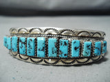 Tom Tso Vintage Native American Navajo Kingman Turquoise Sterling Silver Bracelet Old-Nativo Arts