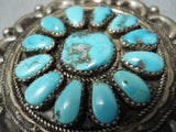 Joe Wilson Vintage Native American Navajo Old Kingman Turquoise Cluster Sterling Silver Pin Old-Nativo Arts