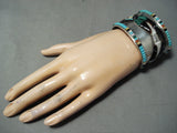 One Of The Best Vintage Native American Navajo Kachina Turquoise Sterling Silver Bracelet-Nativo Arts