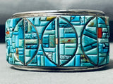 One Of The Most Intricate Ever Vintage Native American Navajo Turquoise Sterling Silver Bracelet-Nativo Arts
