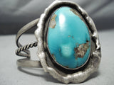 Rare Sterling Slag Vintage Native American Navajo Morenci Turquoise Silver Bracelet Old-Nativo Arts