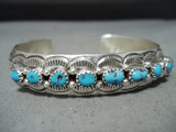 Beautiful Vintage Native American Navajo Concho Turquoise Sterling Silver Bracelet-Nativo Arts