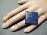 Huge San Felipe Lapis Square Sterling Silver Ring Native American-Nativo Arts