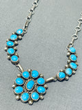 Dazzling Vintage Native American Navajo Old Kingman Turquoise Sterling Silver Necklace-Nativo Arts