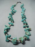 Native American Striking Vintage Santo Domingo Royston Turquoise Heishi Sterling Silver Necklace-Nativo Arts