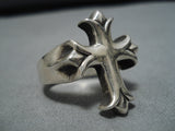 Huge Vintage Navajo Sterling Silver Cross Native American Ring Old-Nativo Arts