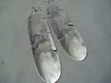 Striking Navajo Sterling Silver Feather Pendant Earrings Native American-Nativo Arts