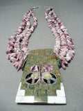 Native American Important Santo Domingo Signed Purple Shell Turquoise Butterfly Necklace-Nativo Arts