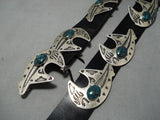 Museum Vintage Native American Navajo Emmer Kinzel Turquoise Sterling Silver Bear Concho Belt-Nativo Arts