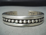 Important Jimmie King Jr Vintage Native American Navajo Thick Sterling Silver Bracelet-Nativo Arts