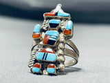 Tremendous Vintage Native American Zuni Turquoise Sterling Silver Kachina Ring-Nativo Arts