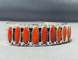 Spectacular Native American Navajo Coral Sterling Silver Bracelet-Nativo Arts