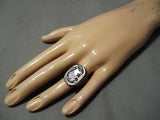 Tremendous Vintage Native American Navajo Hand Carved Buffalo Sterling Silver Naitve Ring-Nativo Arts