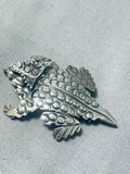 Fascinating Native American Navajo Signed Sterling Silver Toad Pin Pendant-Nativo Arts
