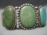 Opulent Vintage Native American Navajo Cerrillos Turquoise Sterling Silver Bracelet Old-Nativo Arts