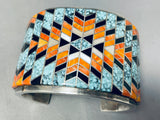 One Of The Most Intricate Ever Vintage Native American Navajo Turquoise Sterling Silver Bracelet-Nativo Arts