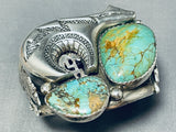 Huge Blackbear Vintage Native American Navajo Royston Turquoise Sterling Silver Bracelet-Nativo Arts