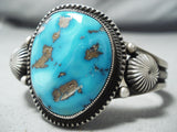 Unique Navajo Ithaca Peak Turquoise Sterling Silver Bracelet Native American-Nativo Arts