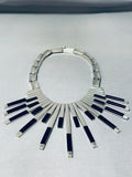 Advanced Silver Work Vintage Native American Navajo Sterling Silver Jet Necklace-Nativo Arts
