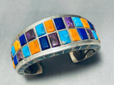 Southwest Rare Side Inlay Turquoise Sterling Silver Bracelet-Nativo Arts