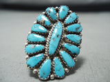 Native American Eye-catching Justin Wilson Vintage Morenci Turquoise Sterling Silver Ring-Nativo Arts