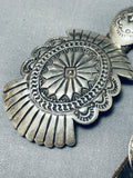 Hand Tooled Vintage Native American Navajo Sterling Silver Concho Belt-Nativo Arts