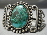 One Of The Best Early Vintage Native American Navajo Chrysocolla Sterling Silver Bracelet-Nativo Arts