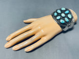 Gigantic Vintage Native American Navajo Turquoise Sterling Silver Flank Bracelet-Nativo Arts