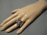Marvelous Vintage Navajo Native American Skulls Sterling Silver Ring Huge!-Nativo Arts