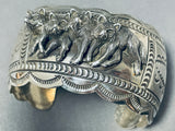 Wolfpack Native American Navajo Sterling Silver Highly Detailed Bracelet Cuff-Nativo Arts