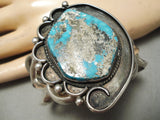 One Of The Best Vintage Native American Navajo Morenci Turquoise Sterling Silver Bracelet Old-Nativo Arts
