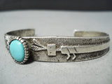 Marvelous Vintage Navajo Turquoise Sterling Silver Bracelet Native American Old-Nativo Arts