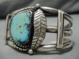 Very Rare Vintage Native American Navajo Aqua Blue Turquoise Sterling Silver Bracelet Old-Nativo Arts