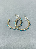Solid 14 Gold Vintage Native American Navajo Turquoise Earrings-Nativo Arts