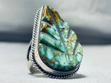 One Of Most Detailed Ever Vintage Native American Navajo Royston Turquoise Sterling Silver Ring-Nativo Arts